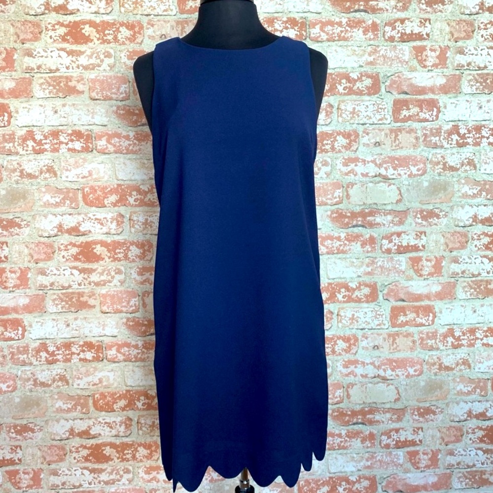 Monteau Sleeveless Sheath Dress • Scalloped Hem